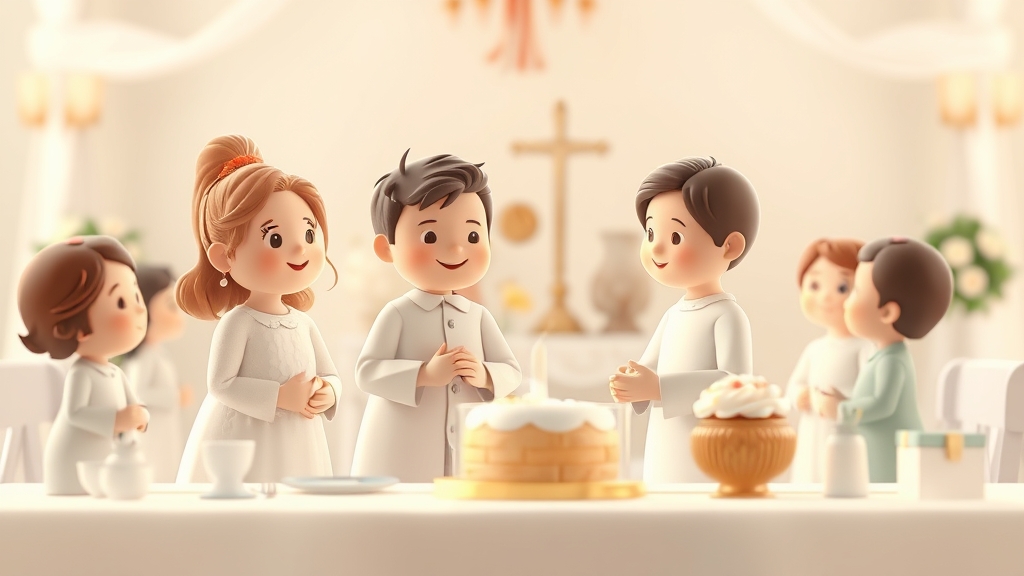 Ilustrație editorială 3D despre ce întrebări să pui la biserică înainte de botez: pași simpli