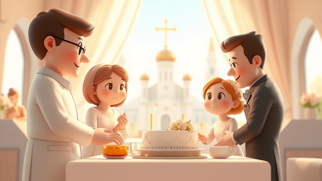 Ilustrație editorială 3D despre cum alegi data botezului în funcție de familie și biserică: pași simpli