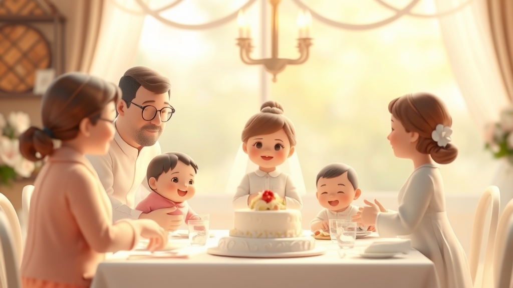 Ilustrație editorială 3D despre cum alegi nașii când familia are așteptări diferite