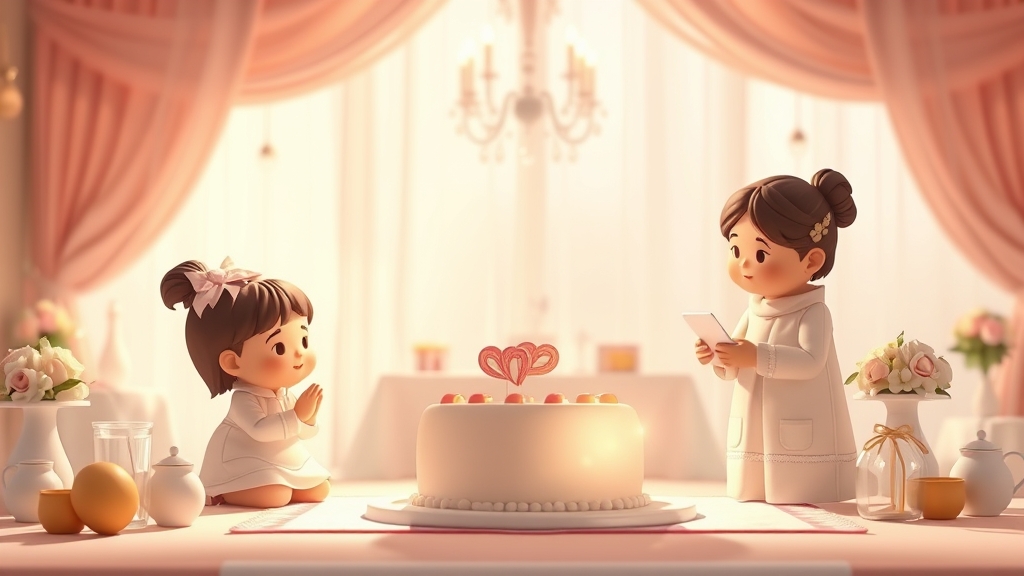 Ilustrație editorială 3D despre cum organizezi botezul în 8 săptămâni fără stres inutil: pași simpli